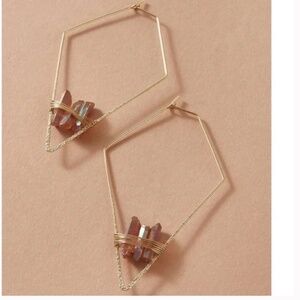 ❤️ FREE Geode Stone Boho Wire Peasant Hipster Hippie Deco Geo Hoop Earrings